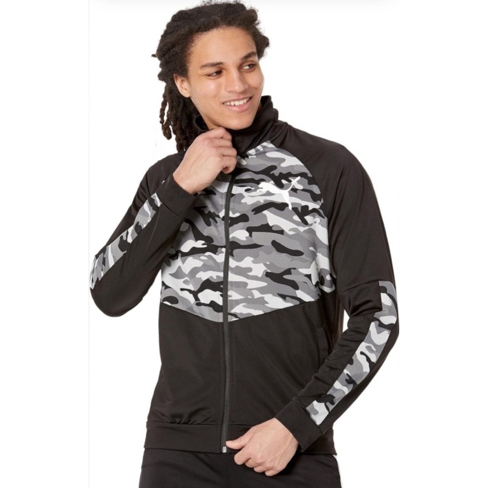 Puma Contrast Camo Blocked Men's Medium Zip Jacket Athletic Outerwear Camoflauge